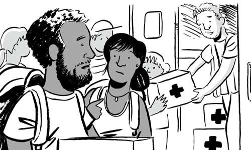 Panels from graphic novella, After Maria: Everyday Recovery from Disaster